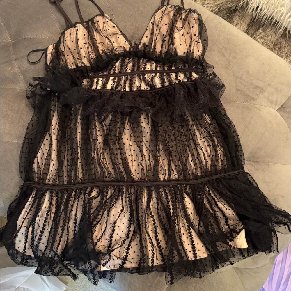 Hello Molly Black and Cream Lace Dress